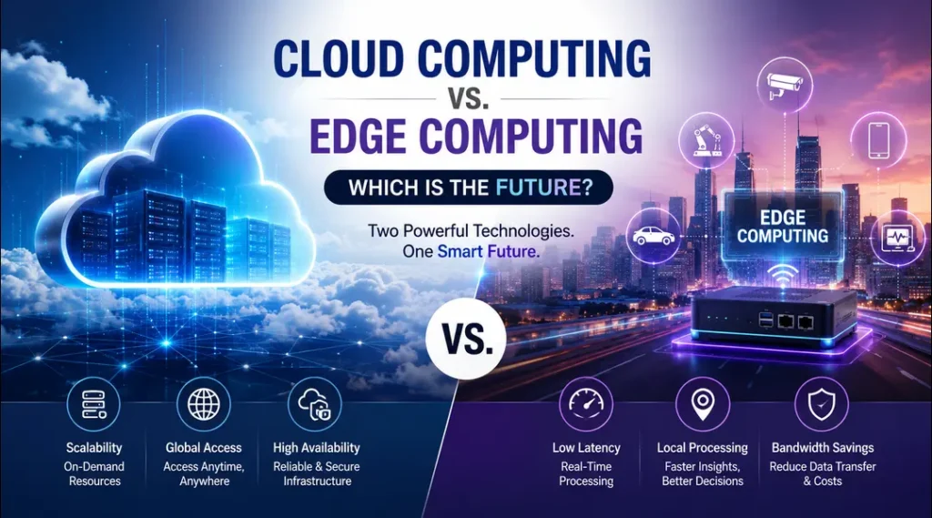 Explore Cloud Computing vs Edge Computing, key benefits, differences, use cases, and why a hybrid approach may shape the future of technology.